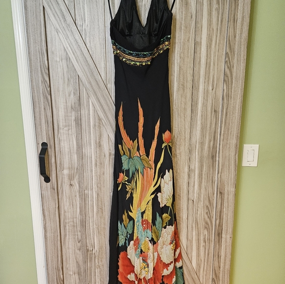 Sue  Wong Black Beaded Silk Chiffon Slip Dress - Picture 4 of 11